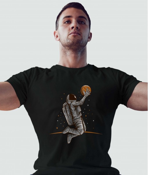 Мъжка тениска с щампа Спортни Илюстрации Basketball Rebounding astronaut